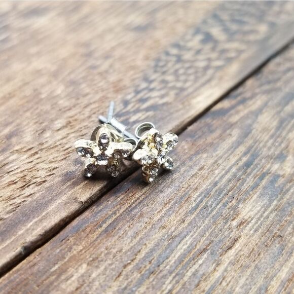 Crystal snowflake flower earrings E0328 - Picture 1 of 3